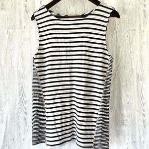 Pebble and Stone striped knit tank top black white women's Large